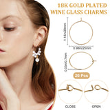 20Pcs Brass Hoop Earrings Findings, Wine Glass Charms Findings, Nickel Free, Golden, 29x25x0.7mm, 21 Gauge