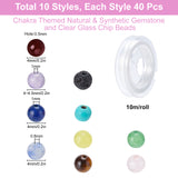 DIY Chakra Themed Stretch Bracelets Making Kits, with Round Gemstone Beads and Elastic Thread, 4~5mm, Hole: 0.5~1mm, 10materials, 40pcs/material, 400pcs/box