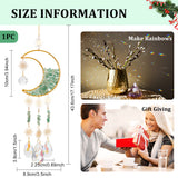 Crystal Chandelier Glass Teardrop Pendant Decorations, Hanging Sun Catchers, with Natural Aventurine Chips Beads, for Home Decoration, Sun & Moon, Golden, 436mm