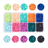 Handmade Polymer Clay Beads, Heishi Beads, Disc/Flat Round, Mixed Color, 4x0.5~1mm, Hole: 1.5mm, about 4800~6700pcs/box