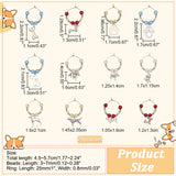 24Pcs 12 Style Tibetan Style Alloy Pendant Wine Glass Charms with Brass Hoop Earring Findings, with Glass Pearl & Acrylic & Brass Beads, Bone/Dog Paw Prints/Dog, Mixed Color, 45~57mm, 2pcs/style