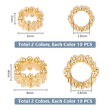 40Pcs 4 Style Eco-Friendly Rack Plating Brass Beads, Long-Lasting Plated, Lead Free & Cadmium Free, Flower, Mixed Color, 6~8x3~4mm, Hole: 3.8~4.8mm, 10pcs/style