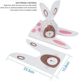 Plastic Candy Bags, Rabbit Ear Bags, Animals, Mixed Color, 22~23.3x13.8cm, about 4pcs/type, 100pcs/set.