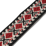 Ethnic Style Embroidery Polyester Ribbons, Jacquard Ribbon, with Rhombus Pattern, Garment Accessories, Red, 1-1/2 inch(37mm), 5 yards/bag