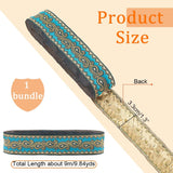Ethnic Embroidery Polyester Flat Ribbons, Jacquard Ribbon, Deep Sky Blue, 1-1/4 inch(33mm), about 9.84 Yards(9m)/Bundle