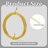 Brass Craft Wire, Round, Raw(Unplated), 20 Gauge, 0.8mm, about 65.62 Feet(20m)/Roll