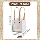 Paper Gift Bags, with Plastic Visible Window and Handles, White, unfold: 20.1x10x10.1cm