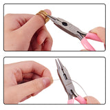 45# Carbon Steel Jewelry Pliers, Round Nose Pliers, Wire Cutter, Polishing, Pink, 12.2x8x0.9cm