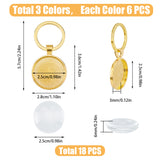 DIY Blank Dome Keychain Making Kit, Including Tibetan Style Alloy Pendant Cabochon Settings, Iron Split Key Rings, Glass Cabochons, Mixed Color, 36pcs/set