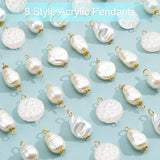 80Pcs 8 Style Acrylic Pendants, Acrylic Links, ABS Plastic Imitation Pearl Beads Link, ABS Plastic Imitation Pearl Pendants, Mixed Color, 17.5~25x10~16x4.5~10mm, 10pcs/style