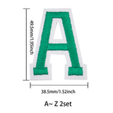 2 Sets Computerized Embroidery Cloth Iron On Patches, Costume Accessories, Appliques, Alphabet, Letter A~Z, Green, 47.5~51x15~39.5x1.5mm, 26pcs/set