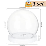 Glass Dome Cover, Decorative Display Case, Cloche Bell Jar Terrarium with Wood Base, White, 125x115mm