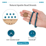 1 Strand Natural Apatite Beads Strands, Round, 7mm, Hole: 0.8~1mm, about 57pcs/strand, 15 inch