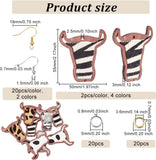 DIY Cattle Head Dangle Earring Making Kit, Including Leopard Print Pattern Cowhide Leather Big Pendants, Brass Earring Hooks, Brown, 88Pcs/box
