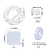 DIY Jewelry Making Kit, Including Natural Freshwater Shell Beads Strands, Flat Round, Strong Stretchy Beading Elastic Thread, Seashell Color, 9x9x2mm, Hole: 1mm, about 45pcs/strand, 3 Strand