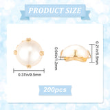 Sew on Acrylic Imitation Pearl, Montee Beads, Two Holes, Garment Accessories, Half Round, Golden, 9.5x5.5mm, Hole: 1.2mm, 200pcs/bag