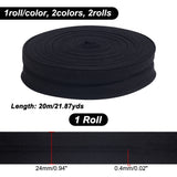 2Roll 40M Fold Over Polyester Ribbons, Flat, Mixed Color, 1 inch(24mm), about 21.87 Yards(20m)/roll, 2roll/set