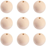 Unfinished Wood Beads, Natural Wooden Loose Beads Spacer Beads, Round, 40x40mm, Hole: 7mm