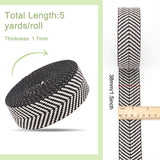 Polycotton Ribbons, Jacquard Ribbon, Stripe Pattern, Black, 1-1/2 inch(38mm)