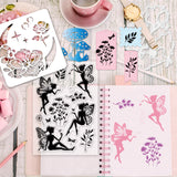 1 Set Carbon Steel Cutting Dies Stencils, with 1 Sheet PVC Plastic Stamps and 1 Set PET Hollow Out Drawing Painting Stencils, for DIY Scrapbooking, Craft, Fairy & Flower Pattern, Mixed Patterns, Cutting Dies: 104~135x98~99x0.8mm, 2pcs/set, 1 set