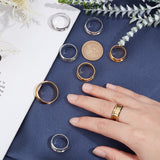 8Pcs 8 Style 201 Stainless Steel Grooved Finger Ring Settings, Ring Core Blank, for Inlay Ring Jewelry Making, Golden & Stainless Steel Color, 1pc/color