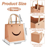 Funny Craft Paper Handbags, Gift Bags with Smiling Shape Clear Windows, Rectangle, Peru, Unfold: 26x15x15cm