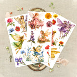 3 Sheets 3 Styles Flower PVC Waterproof Decorative Stickers, Self Adhesive Floral Decals for Furniture Decoration, Fairy, 300x150mm, 1 sheet/style