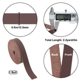 2M Flat Microfiber Imitation Leather Cord, for Clothes Decor, Coconut Brown, 12mm, about 2.19 Yards(2m)/Roll