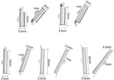 Iron Slide On End Clasp Tubes, Slider End Caps, Platinum, End Clasp: 5.5x10~30x4mm, Hole: 1mm, about 200pcs/set