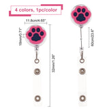 4 Pcs 4 Styles PVC Paw Badge Reel, Retractable Badge Holder, with Iron Alligator Clip, Lightweight & Easy Retracting, Mixed Color, 1pc/style
