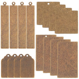 40Pcs 4 Style Metal Tags, Brass Stamping Blank Tag Pendants, Nickel Free, Rectangle & Square & Arrow, Antique Bronze, 10pcs/style