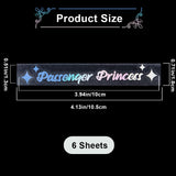 PVC Passenger Princess Self Adhesive Car Stickers, Waterproof Word Car Rearview Mirror Decorative Decals for Car Decoration, Colorful, 18x105x0.3mm