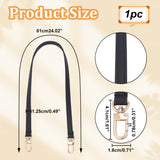 PU Leather Bag Handles, with Alloy Swivel Clasps, for Bag Replacement Accessories, Black, 61x1.25cm