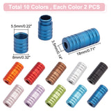 20Pcs 10 Colors Aluminum Tieless Shoelace Buckles, Screw Clasps, Column, Mixed Color, 18x8mm, Hole: 3.5mm, 2pcs/color