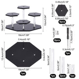 4-Tier Acrylic Model Toy Assembled Holders, Action Figure Hexagon Display Risers, with Screws and Screwdriver, Black, Finished Product:: 18x12.5x10cm, about 18pcs/set