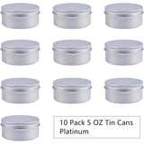 Round Aluminium Tin Cans, Aluminium Jar, Storage Containers for Cosmetic, Candles, Candies, with Screw Top Lid, Platinum, 8.5x3.8cm, Capacity: 150ml, 10pcs/box