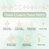 DIY Sun & Moon & Star Earring Making Kit, Including Brass Link Connectors & Charms, 304 Stainless Steel Pendants, Iron Earring Hooks, Mixed Color, 94Pcs/box