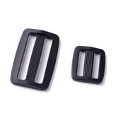 100Pcs 5 Style Plastic Buckle Clasps, For Webbing, Strapping Bags, Garment Accessories, Rectangle, Black, 23~32.5x27.5~59x4~5.5mm, Hole: 4~5x21~50mm, 20pcs/Style