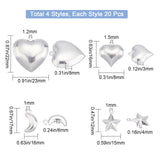80Pcs 4 Style 316 Surgical Stainless Steel Pendants, Laser Cut, Plastic, Stainless Steel Color, 20pcs/style