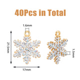 40Pcs Alloy Rhinestone Pendants, Snowflake Charms, Light Gold, 21.5x17x1.5mm, Hole: 1.6mm