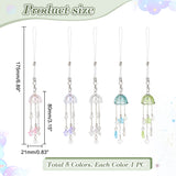 Glass Flower Pendant Decoration, with Imitated Pearl Acrylic Beads, Mixed Color, 175mm, 5 colors, 1pc/color, 5pcs/set