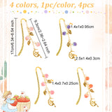Acrylic Strawberry Bookmark with Brass Long Chain, Zinc Alloy Hook Bookmark with Fairy Charm, Mixed Color, 170mm, 4 colors, 1pc/color, 4pcs/set