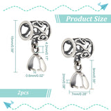 2Pcs 925 Sterling Silver Ice Pick Pinch Bails, Hollow Tube, Antique Silver, 15mm, Hole: 4.2mm, Pin: 0.6mm