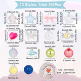 DIY Cute Beaded Stretch Bracelet Making Kit, Including Flower & Star & Bowknot & Heart & Butterfly & Candy Acrylic Beads, Elastic Thread, Colorful, 12x12.5x6mm, Hole: 2.5mm, Beads: 150Pcs/bag