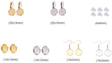 Brass Earring Hooks, with Blank Pendant Trays, Flat Round, Mixed Color, Tray: 14x2mm, 20 Gauge, Pin: 0.8mm, 16pcs, Tray: 12mm, 12mm, 21 Gauge, Pin: 0.7mm, 8pcs12x14mm, Tray: 12mm, 8pcs, 25x14mm, Tray: 12mm, 16pcs, 4x4mm, Hole: 1mm, 30pcs