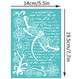 Self-Adhesive Silk Screen Printing Stencil, for Painting on Wood, DIY Decoration T-Shirt Fabric, Turquoise, Dragonfly, 195x140mm