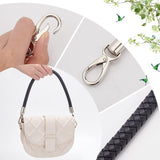 PU Imitation Leather Braided Bag Handle, Bag Strap, with Alloy Snap Clasp, Black, 49.5cm, 1pc/box
