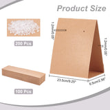 100Pcs 3D Folding Cardboard Earring Display Cards, with 200Pcs Silicone Ear Nuts, Rectangle, BurlyWood, 23.5x6.5x0.03cm, Hole: 1.2mm