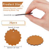 Imitation Leather Tags, Thermo Discolor Leather Stamping Blank Tag, Heat Transfer Blanks, Flower, Peru, 50x2mm, Hole: 3mm