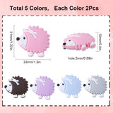10Pcs 5 Colors Hedgehog Food Grade Eco-Friendly Silicone Beads, Chewing Beads For Teethers, DIY Nursing Necklaces Making, Mixed Color, 31x33x10mm, Hole: 2mm, 2pcs/color